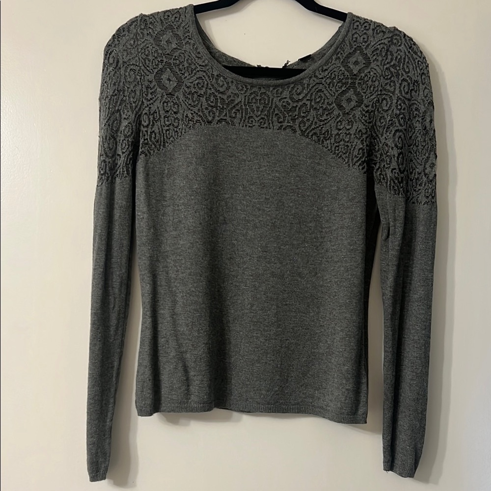Gray Lace Detail Sweater